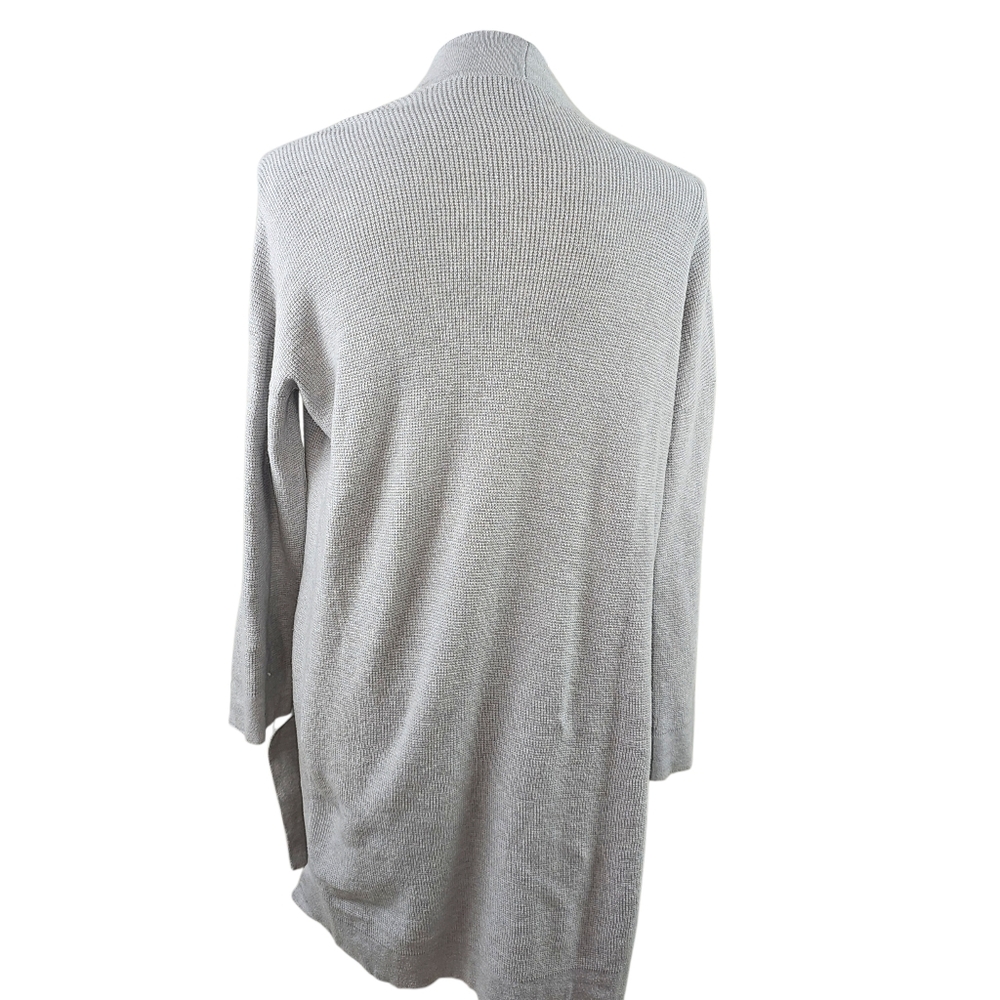 Eileen Fisher Organic Cotton And Silk Open Front Midi Cardigan In S/P - Picture 5 of 7